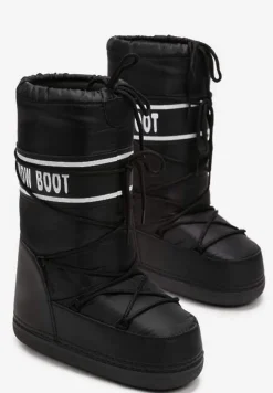 Czarne Wsuwane Śniegowce na Platformie z Długą Cholewką Hearna