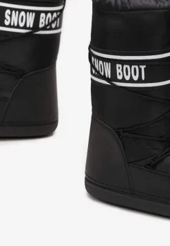 Czarne Wsuwane Śniegowce na Platformie z Długą Cholewką Hearna