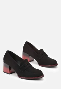 Czarne Wsuwane Półbuty z Kolorowym Akcentem na Słupku Leensa