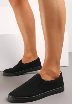 Czarne Wsuwane Tenisówki Casualowe z Cholewką przed Kostkę Kandlea