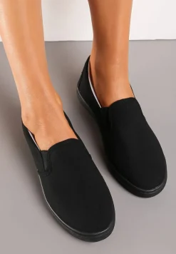 Czarne Wsuwane Tenisówki Casualowe z Cholewką przed Kostkę Kandlea