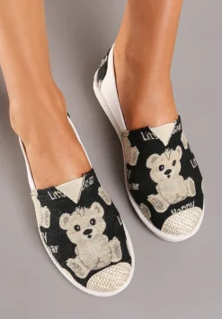 Czarne Wsuwane Tenisówki na Płaskiej Podeszwie Sasara