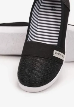 Czarne Wsuwane Tenisówki przed Kostkę z Błyszczącą Nitką Safeni