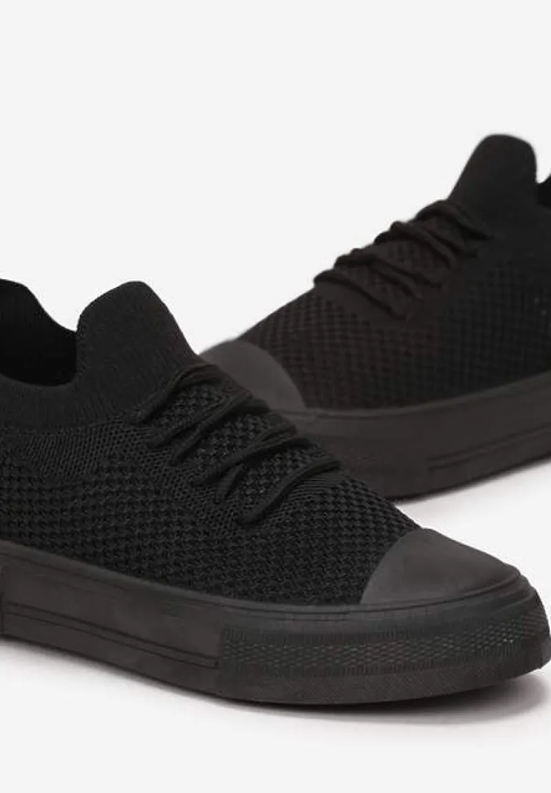 Czarne Wsuwane Tenisówki z Wiązaniem na Płaskiej Podeszwie Rossorae