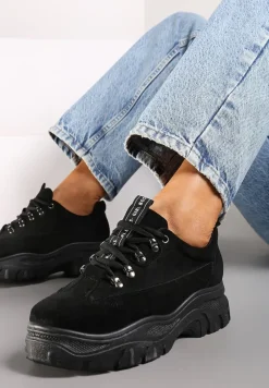 Czarne Zamszowe Sneakersy Farwynn