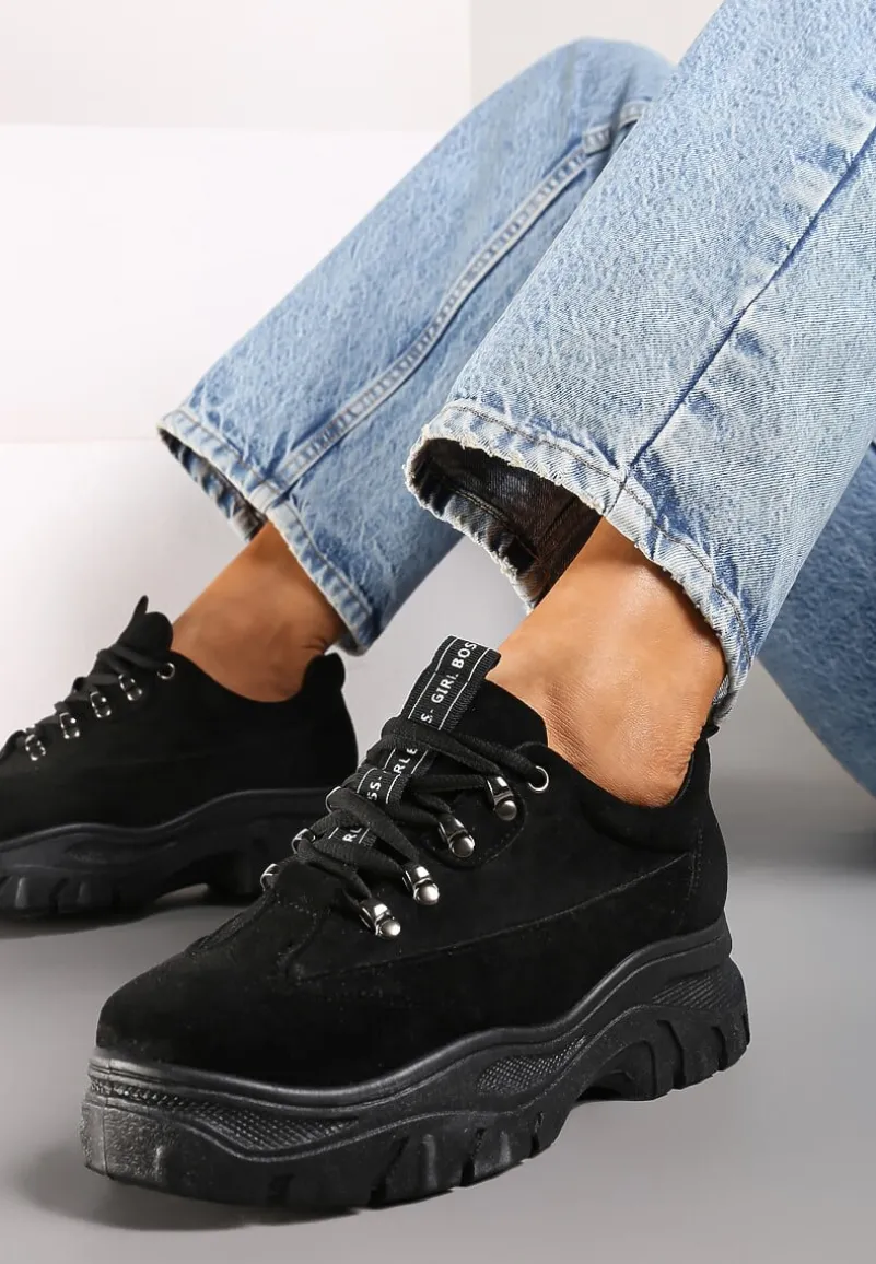 Czarne Zamszowe Sneakersy Farwynn