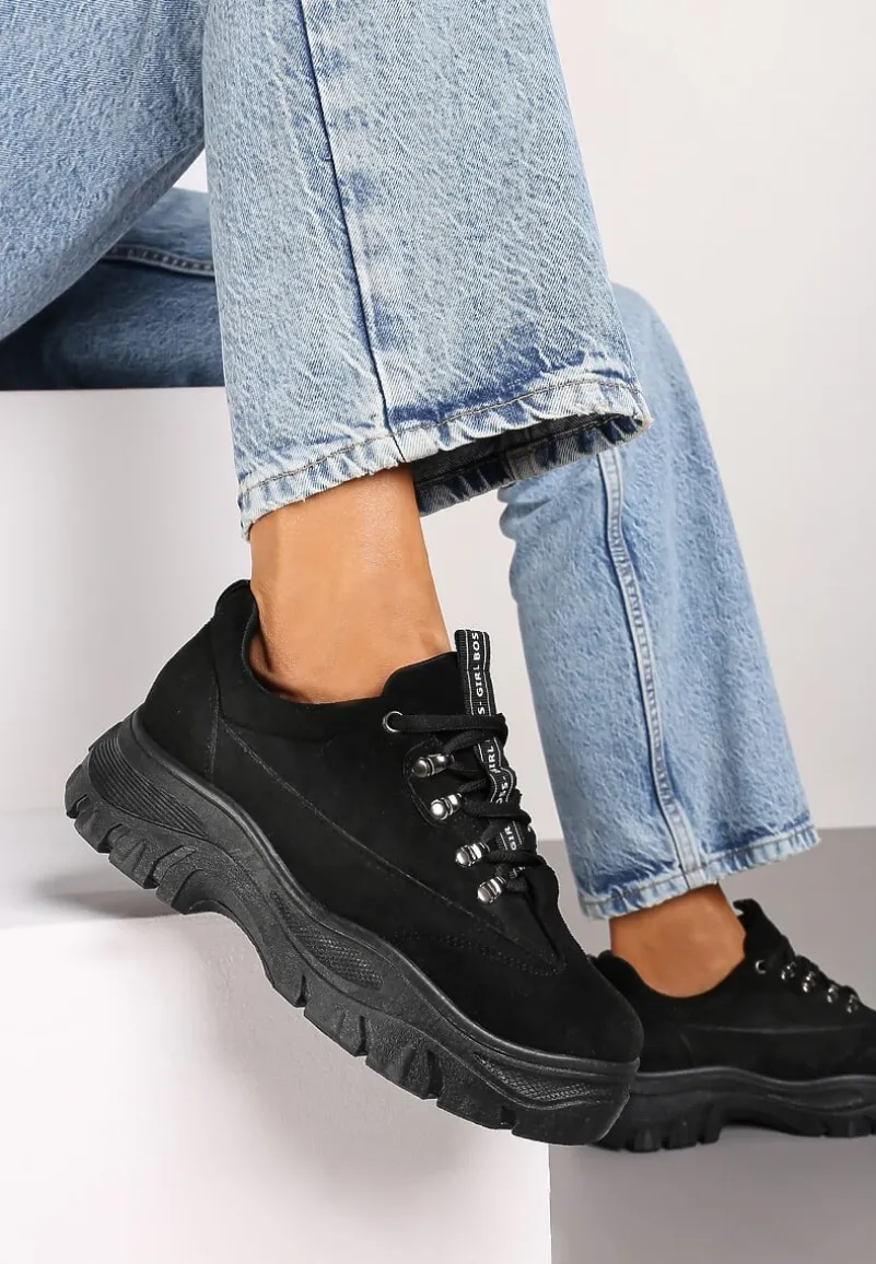 Czarne Zamszowe Sneakersy Farwynn