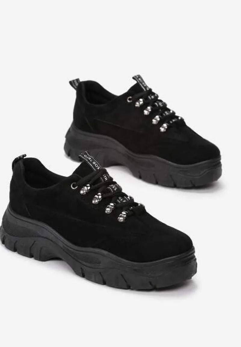 Czarne Zamszowe Sneakersy Farwynn