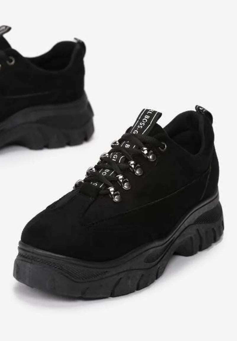 Czarne Zamszowe Sneakersy Farwynn