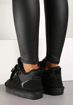 Czarne Zimowe Sneakersy Vices Stylizowane na Śniegowce z Futerkiem Tennira