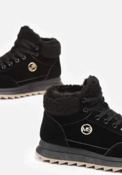 Czarne Zimowe Sneakersy ze Sztucznym Futerkiem Turelia