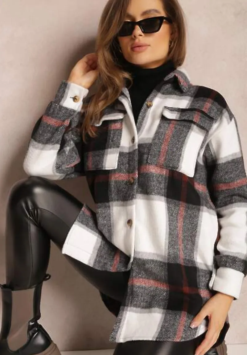 Czarno-Biała Koszula w Kratę Mermo