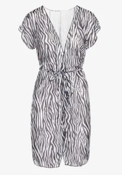 Czarno-Biała Wiązana Narzutka Plażowa Sadeleve