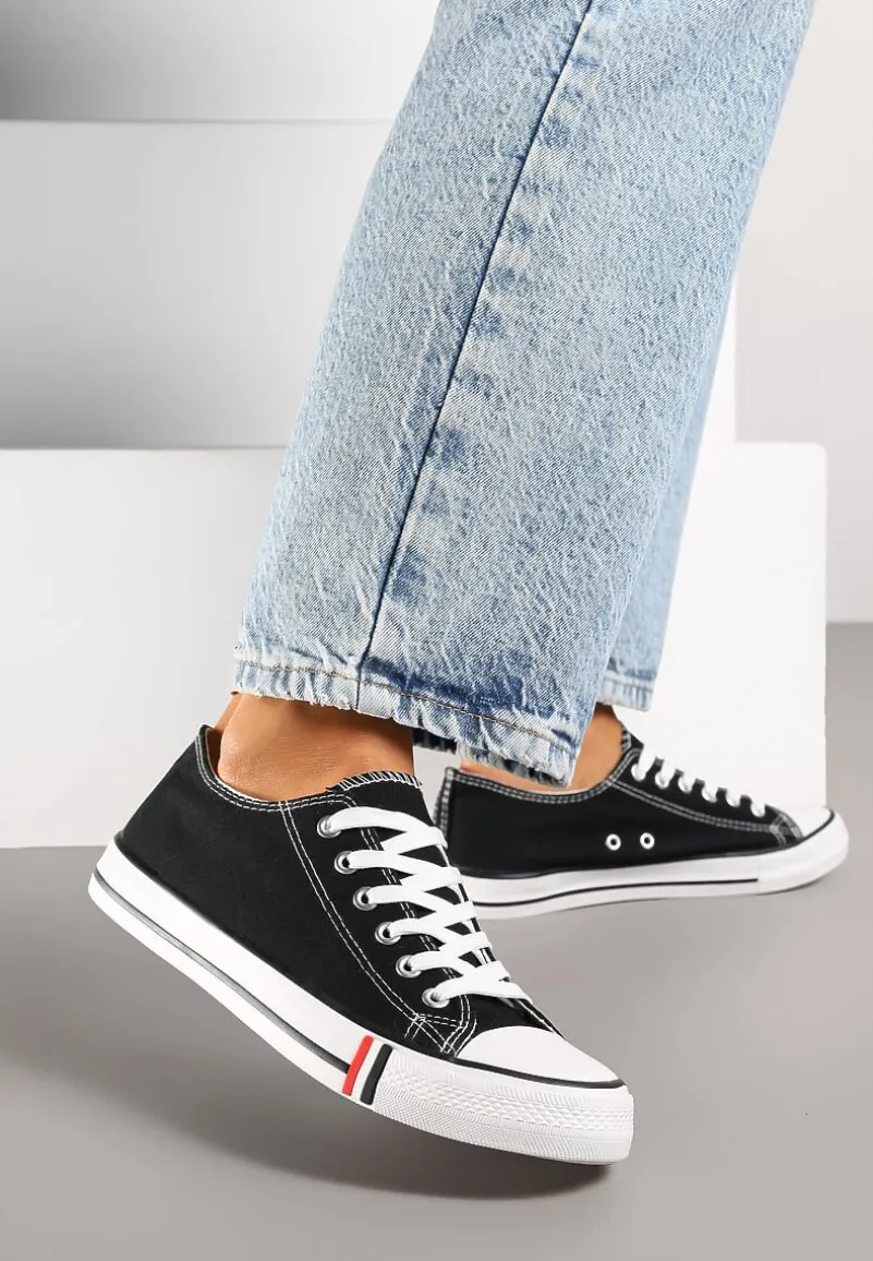 Czarno-Białe Basicowe Trampki pod Kostkę Lilamea