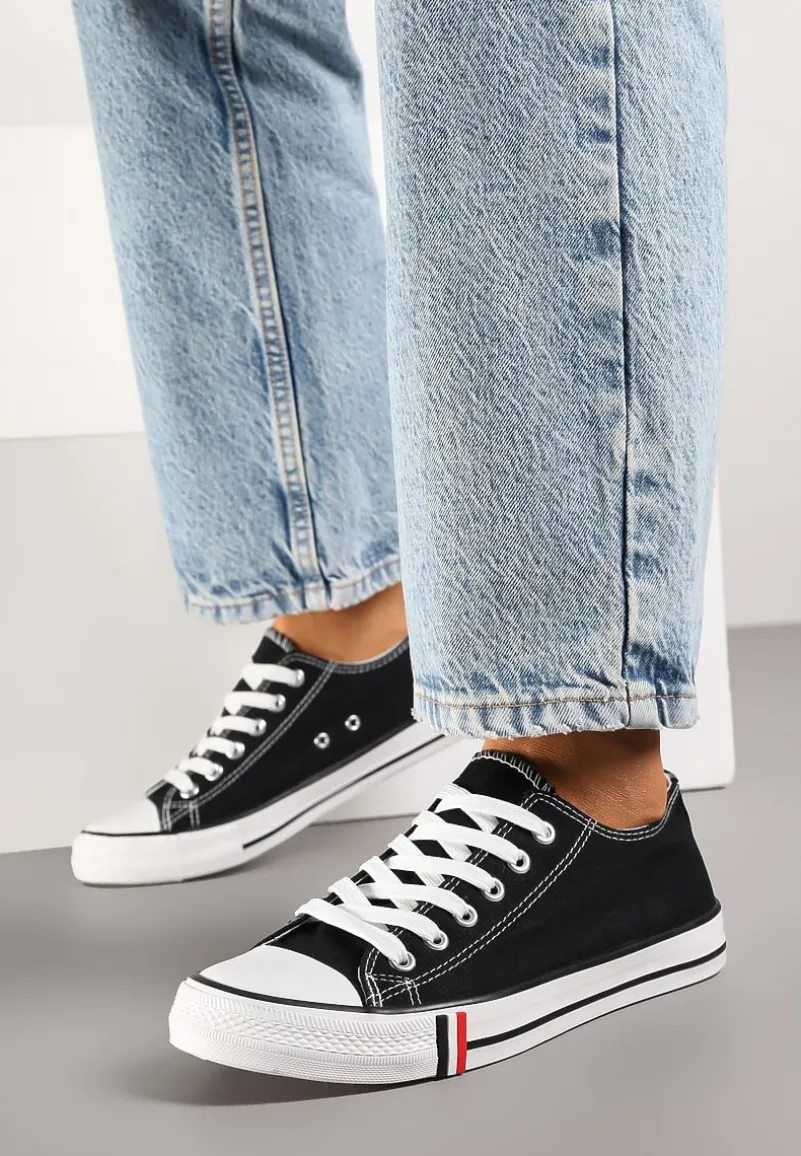 Czarno-Białe Basicowe Trampki pod Kostkę Lilamea