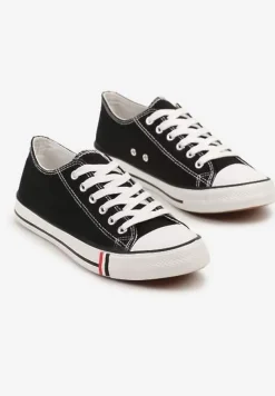 Czarno-Białe Basicowe Trampki pod Kostkę Lilamea