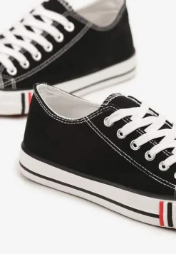 Czarno-Białe Basicowe Trampki pod Kostkę Lilamea