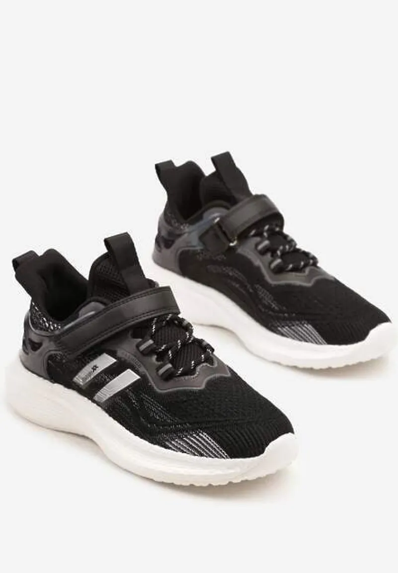 Czarno-Białe Buty Sportowe Sneakersy z Ozdobnymi Paskami Neolina