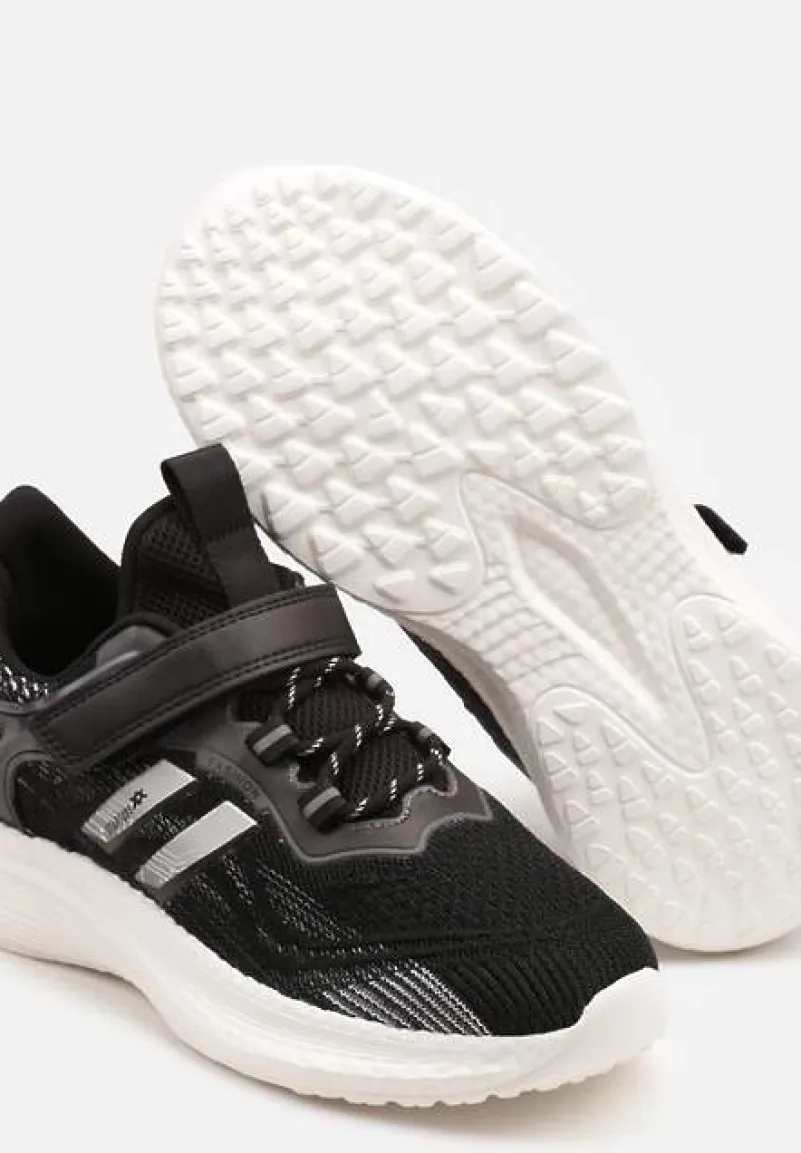 Czarno-Białe Buty Sportowe Sneakersy z Ozdobnymi Paskami Neolina