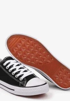 Czarno-Białe Klasyczne Trampki z Cholewką Przed Kostkę Amepitrea