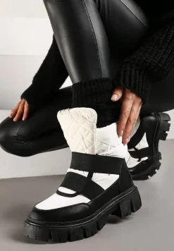 Czarno-Białe Śniegowce Wsuwane Pikowane Arjis