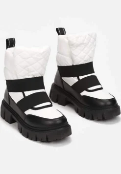 Czarno-Białe Śniegowce Wsuwane Pikowane Arjis