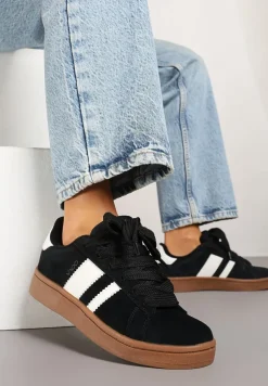 Czarno-Białe Sneakersy Typu Kultowe Tenisówki Zdobione Paskami Nevellise