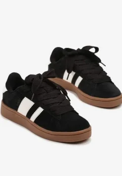 Czarno-Białe Sneakersy Typu Kultowe Tenisówki Zdobione Paskami Nevellise