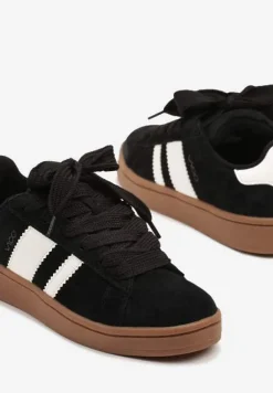 Czarno-Białe Sneakersy Typu Kultowe Tenisówki Zdobione Paskami Nevellise