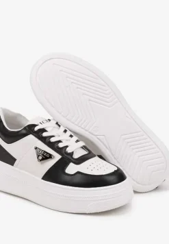 Czarno-Białe Sneakersy Vices na Platformie z Perforacją i Geometryczną Aplikacją Vilvesia