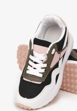 Czarno-Białe Sznurowane Sneakersy na Płaskiej Podeszwie Salisa