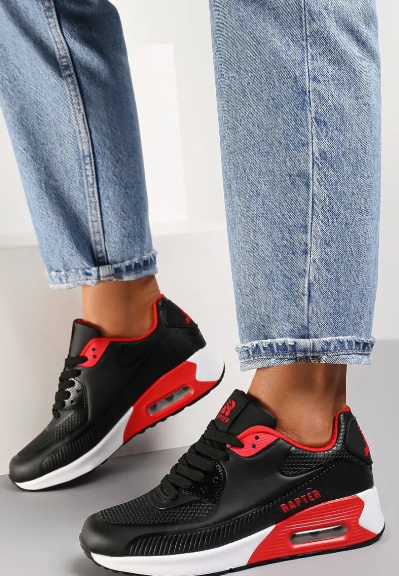 Czarno-Czerwone Buty Sportowe Praxanthe