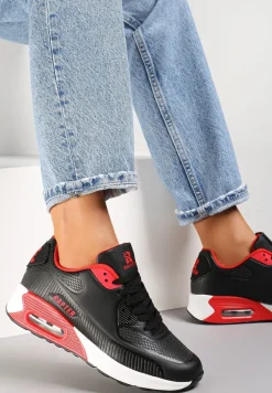 Czarno-Czerwone Buty Sportowe Praxanthe