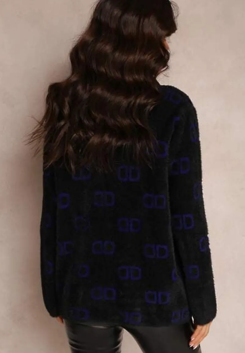 Czarno-Granatowy Kardigan Zapinany Admades