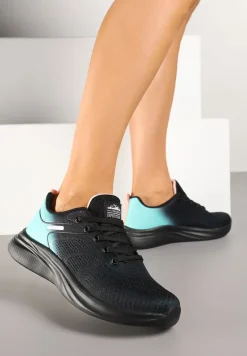 Czarno-Miętowe Buty Sportowe z Efektem Ombre na Podeszwie z Pianki Elanielia