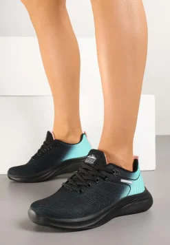 Czarno-Miętowe Buty Sportowe z Efektem Ombre na Podeszwie z Pianki Elanielia