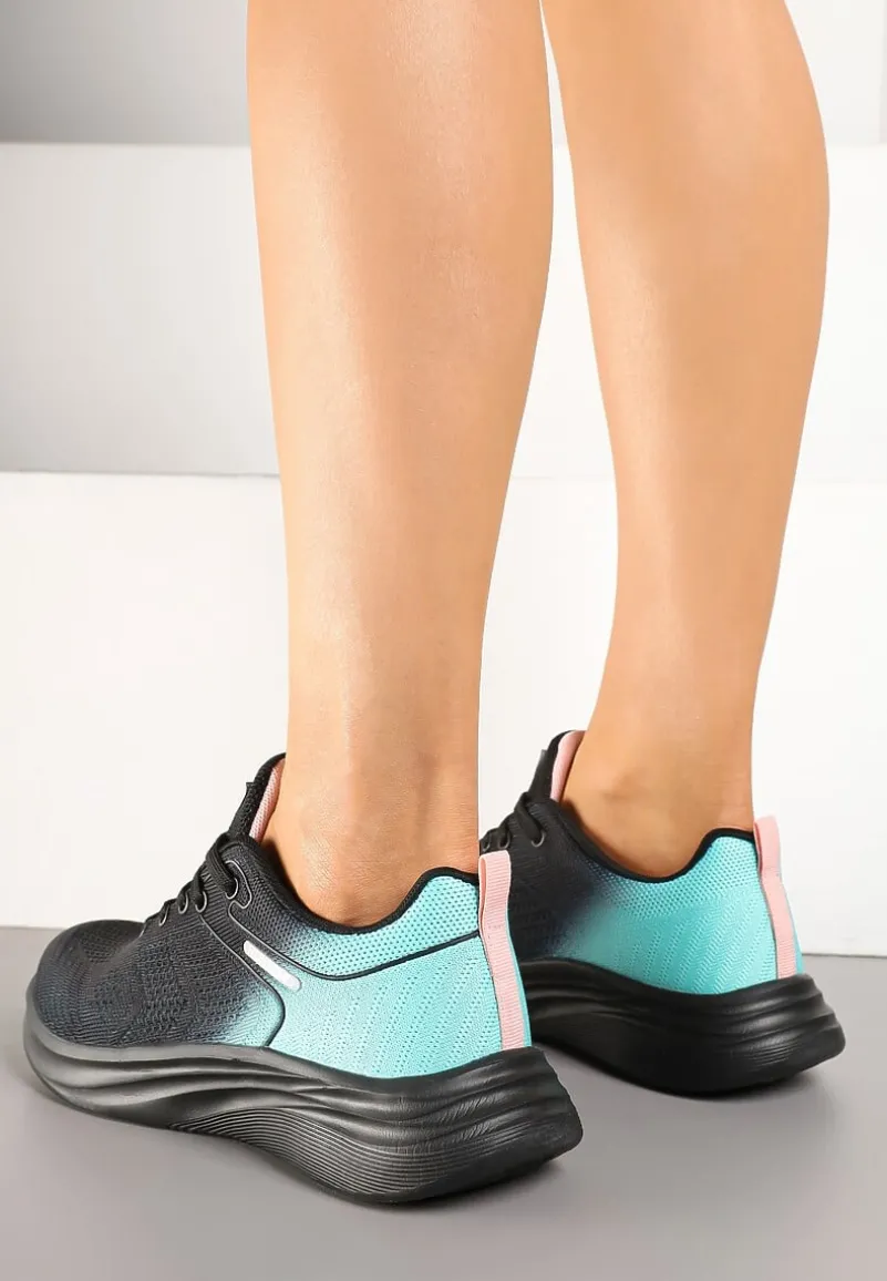 Czarno-Miętowe Buty Sportowe z Efektem Ombre na Podeszwie z Pianki Elanielia