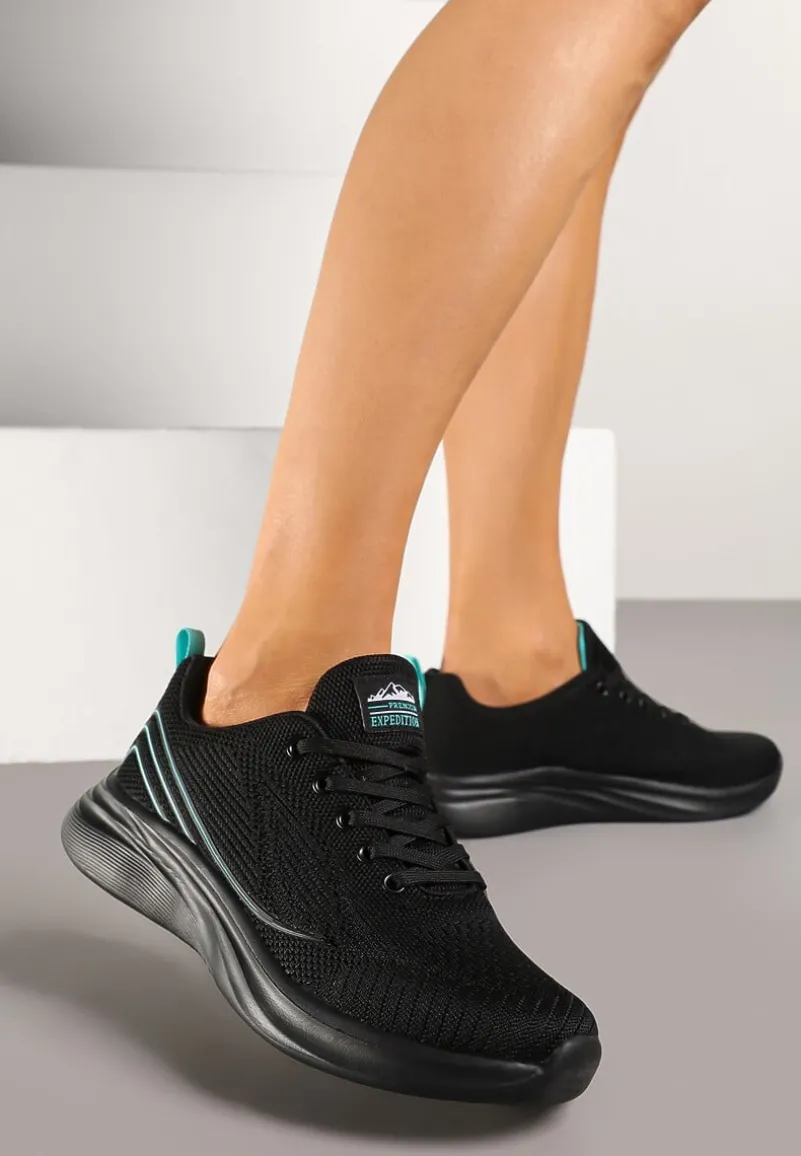 Czarno-Miętowe Buty Sportowe Sneakersy Zdobione Efektem Ombre Banelissa