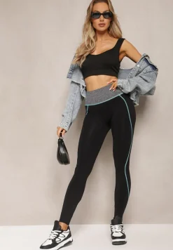 Czarno-Niebieskie Legginsy Sabrigoria