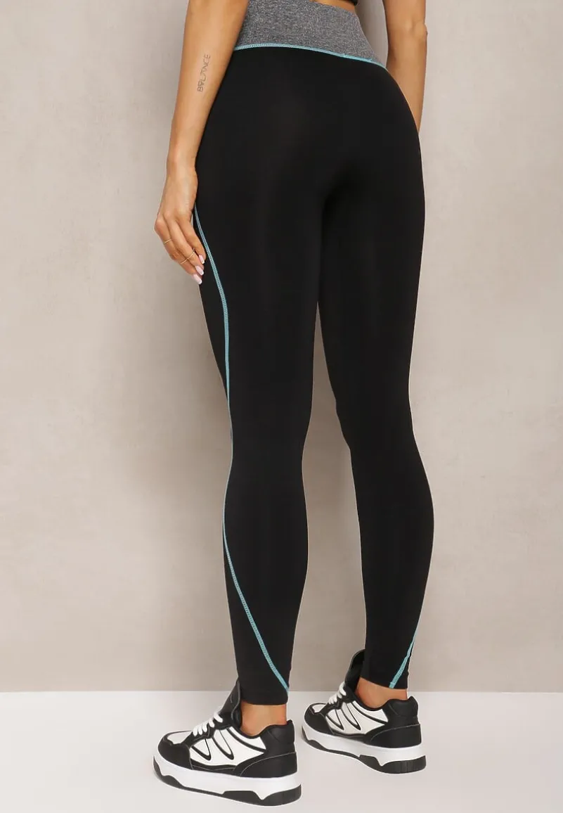 Czarno-Niebieskie Legginsy Sabrigoria