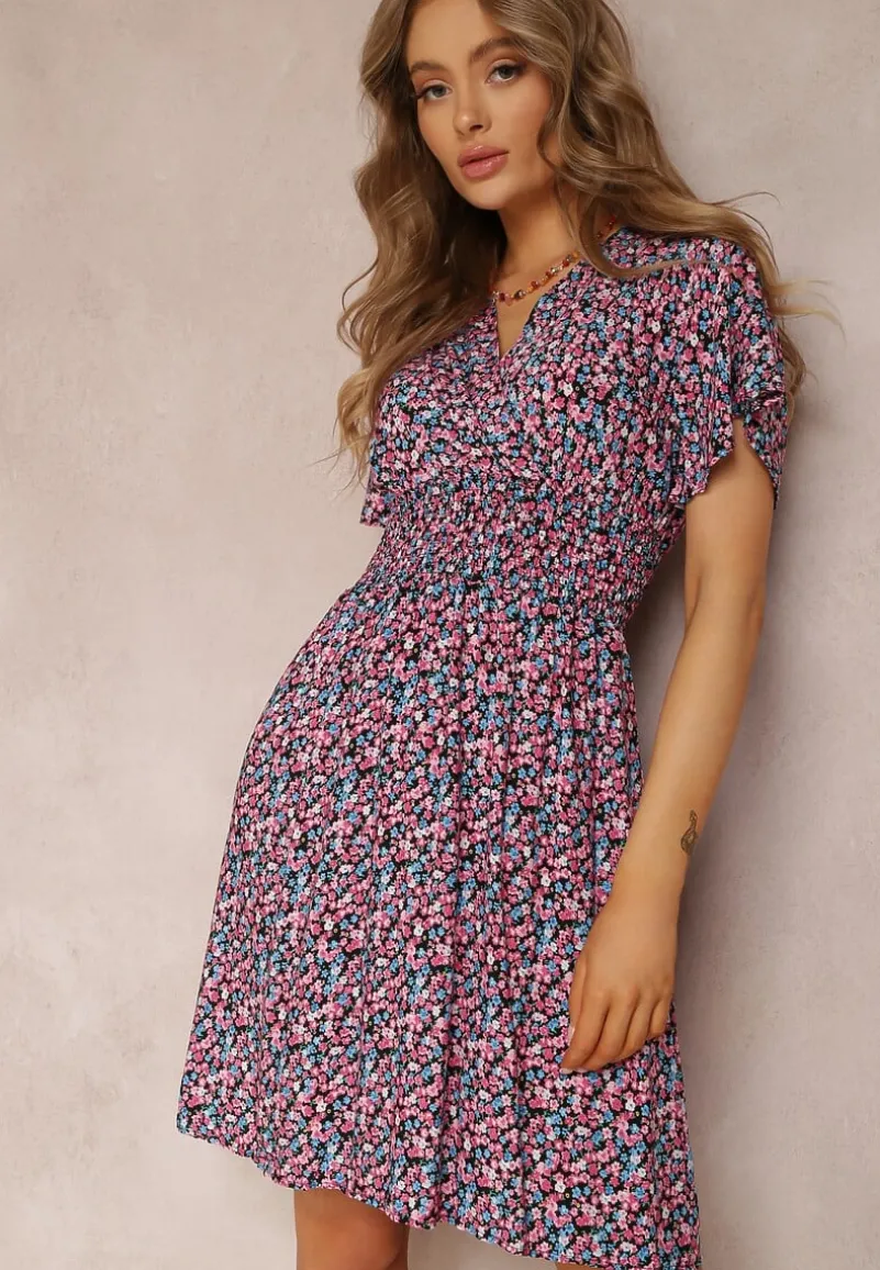 Czarno-Różowa Sukienka Platachus