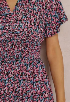 Czarno-Różowa Sukienka Platachus