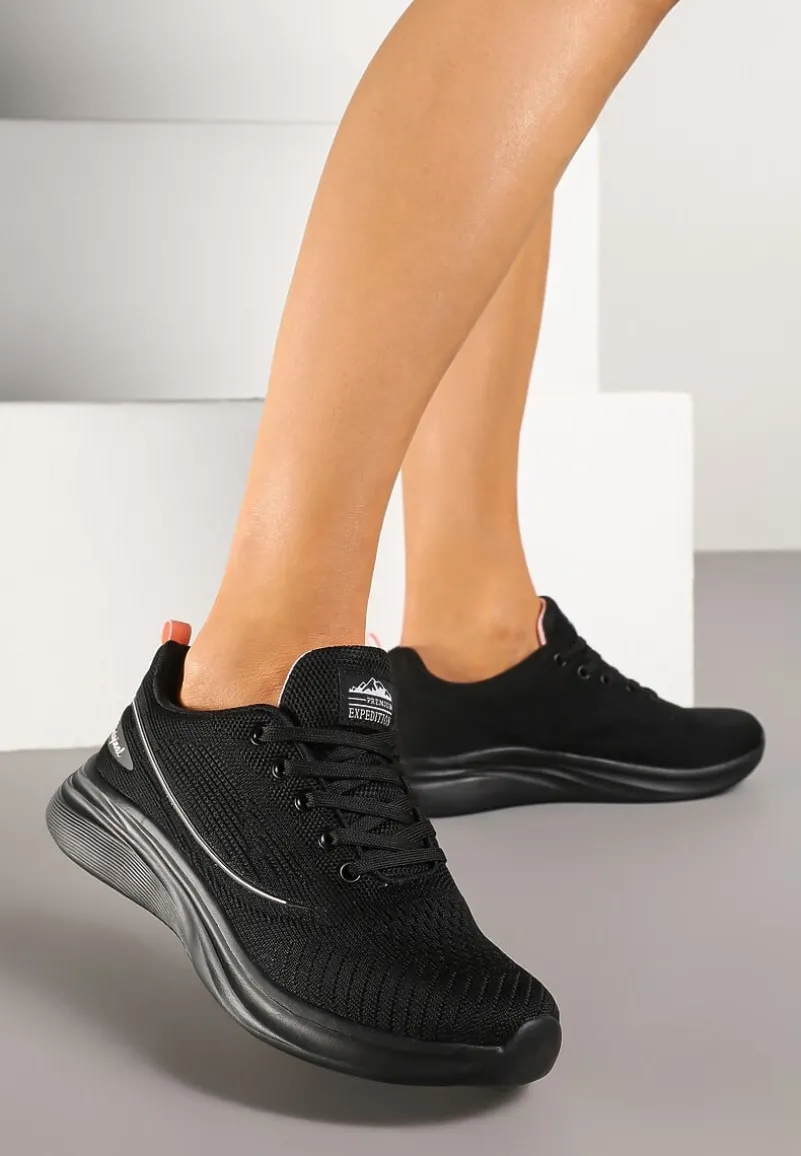 Czarno-Różowe Buty Sportowe Sneakersy Siateczkowe na Podeszwie z Pianki Rellica