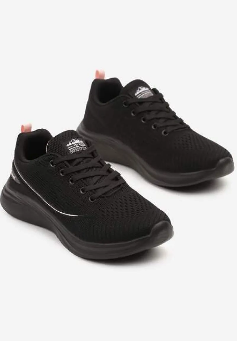 Czarno-Różowe Buty Sportowe Sneakersy Siateczkowe na Podeszwie z Pianki Rellica