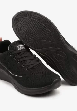 Czarno-Różowe Buty Sportowe Sneakersy Siateczkowe na Podeszwie z Pianki Rellica