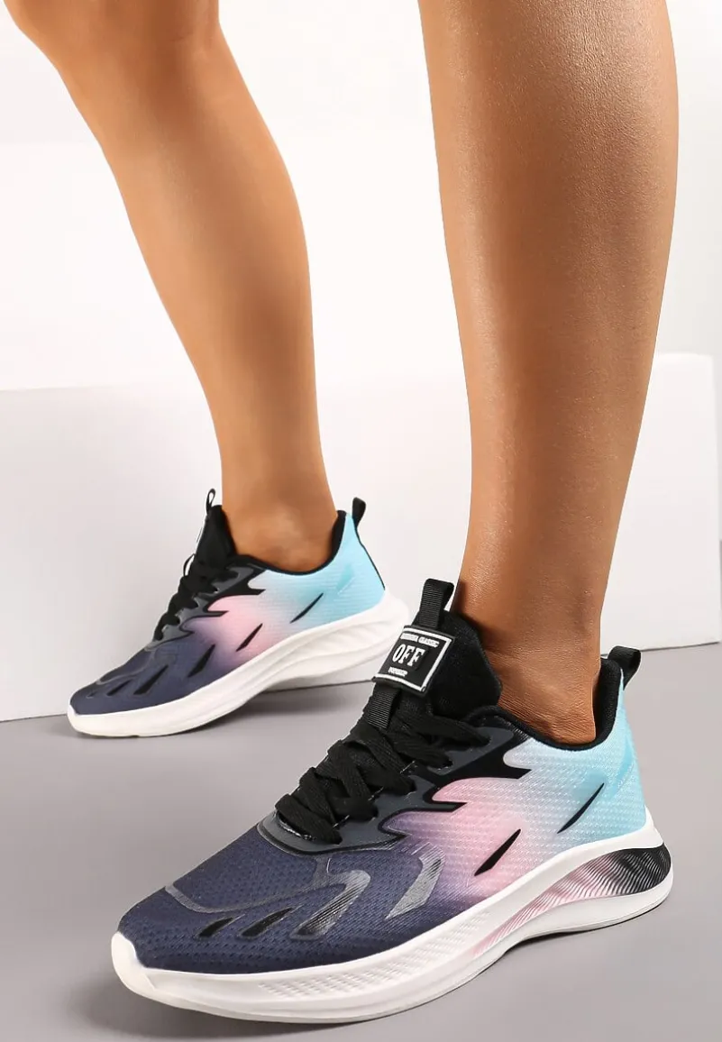 Czarno-Różowe Buty Sportowe z Kolorowym Printem Ombre Pinaria