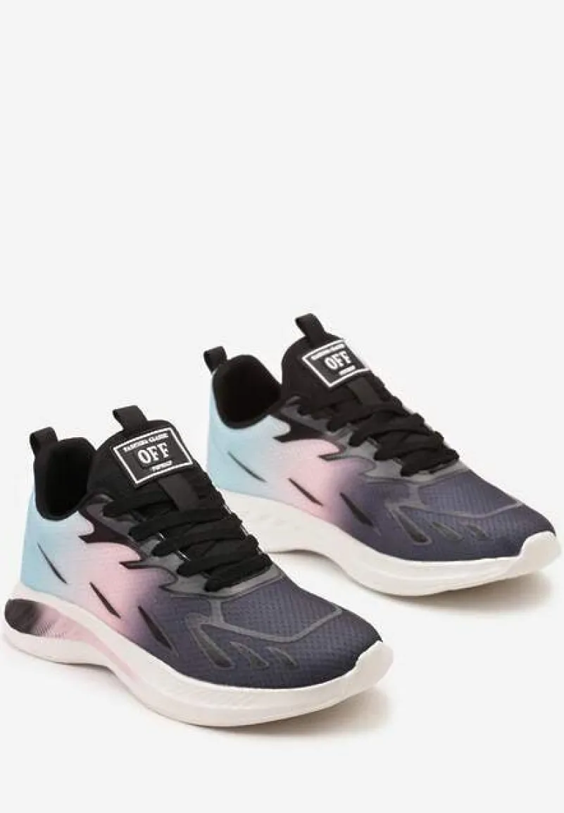 Czarno-Różowe Buty Sportowe z Kolorowym Printem Ombre Pinaria