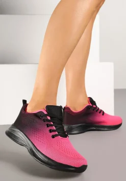 Czarno-Różowe Buty Sportowe Sneakersy z Miękką Cholewką w Stylu Ombre Alisaria