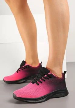 Czarno-Różowe Buty Sportowe Sneakersy z Miękką Cholewką w Stylu Ombre Alisaria