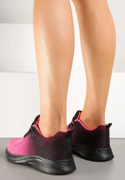 Czarno-Różowe Buty Sportowe Sneakersy z Miękką Cholewką w Stylu Ombre Alisaria